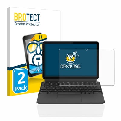 BROTECT - Screenprotector voor Lenovo IdeaPad Duet Chromebook 10.1" (Landschapsmodus) - Folie Beschermfolie transparant 2 Stuks