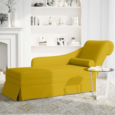 vidaXL - Chaise - longue - met - bolster - en - rechterarmleuning - fluweel - geel