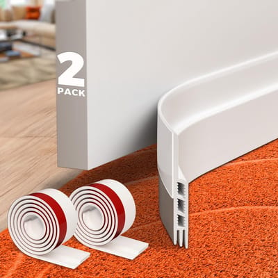 2-pack deurrubbers, striprubbers, afdichtingen voor gaten onder deuren, geïsoleerde deurrubbers, geluiddempend, sterke lijm, wit, 37 inch