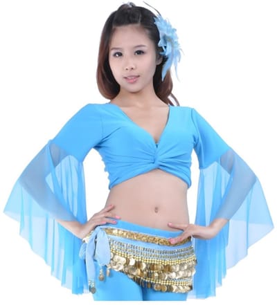 Dailygoods- Crop Top Dames - Wikkeltop met V-hals - Tule 3/4 Mouwen - Zelf te Binden - Geschikt voor Festivals - Hoogwaardig Polyester - Buitenkleding