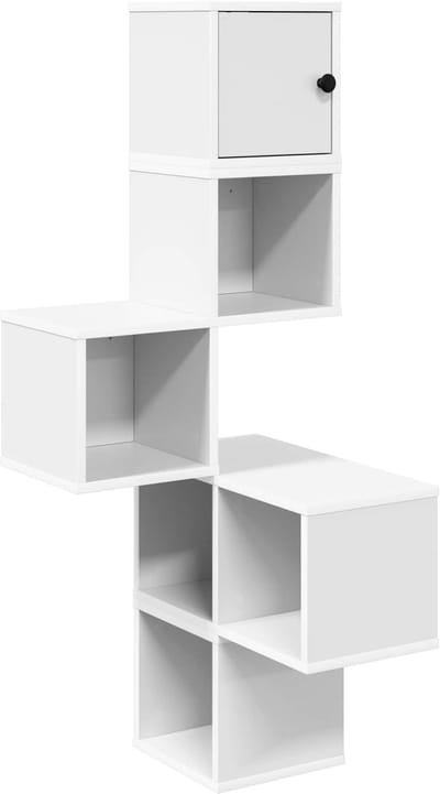 vidaXL - Muur - Hoekplank - Wit - 48 - x - 48 - x - 120 - cm - Bewerkt - hout