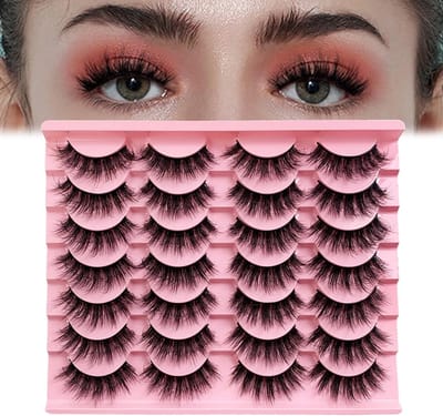 14 Paar Valse Wimpers, Herbruikbare Fluffy Kunstwimpers voor Dramatische Kat-Oog Look, Natuurlijke Wispy Volume D Krullende Wimpers