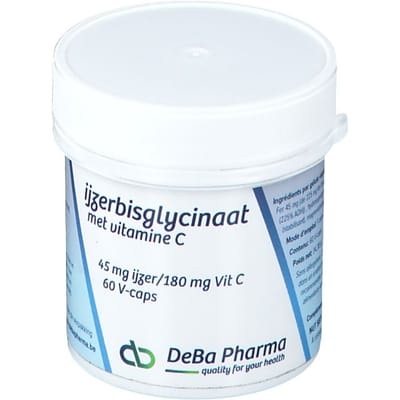 DeBa Pharma IJzerbisglycinaat met Vitamine C 60 Capsules