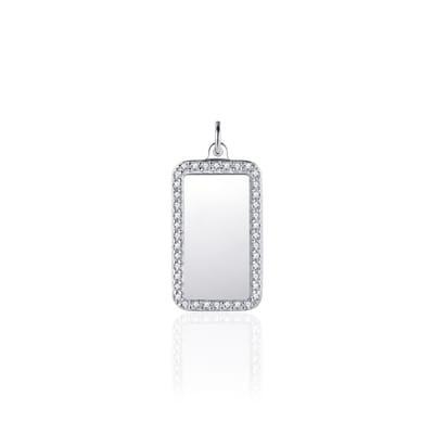 Gisser Jewels Hanger excl. Collier - Rechthoek Graveer baar - 17mm x 11mm - Gerhodineerd Zilver 925