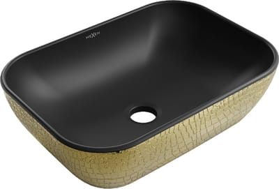 Mexen Rita opbouw wastafel 45 x 32 cm, zwart mat/goud visgraatpatroon - 21084578