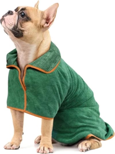 Hond Drogende Jas, Microvezel Huisdier Badjas, Super Absorberende Sneldrogend Hond Badjas Handdoek, Verstelbare Nek en Taille, Huisdier Badhanddoek voor Kat Kleine en Middelgrote Honden (S)