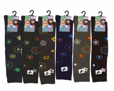 Junior - 90% coton + 5% polyamide + 5% élasthanne - naadloos -mi bas junior fantasie - 6 paar - antraciet - 2x bruin - paars - kaki - beige - maat 31/34