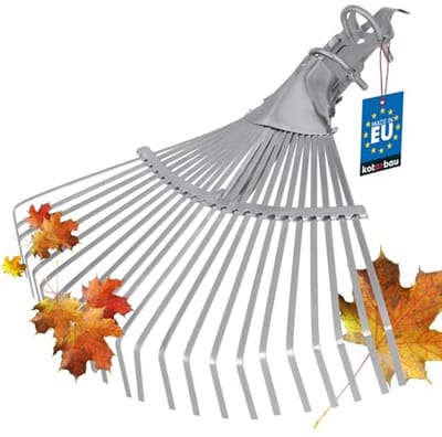 KOTARBAU® Tuinhark, Bladhark, Staal, 28x40,5 cm, Zilver, Verstelbare, Bladbezem, zonder Steel, Metalen Hark, Stevige Hark, Robuust Tuingereedschap, voor Gras en Bladeren