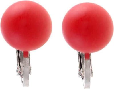 Behave - Clip oorbellen met matte kraal rood - Retro fashion statement