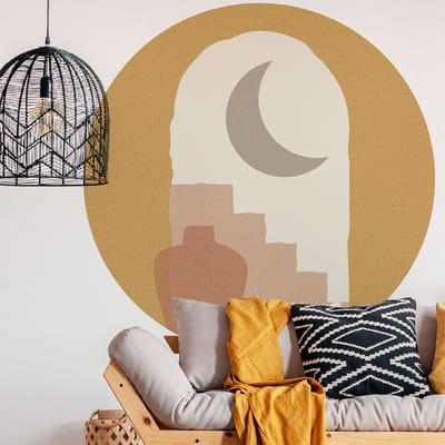 Vooraf gelijmd vliesbehang met gigantische muurschilderingen - ABSTRACT RHODES NIGHT - 90x90cm
