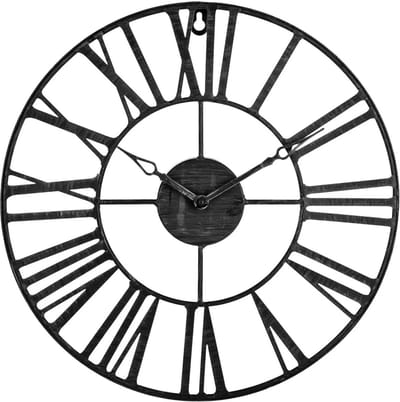 Atmosphera Wandklok/muur klok Roma City - Vintage Metal - Dia 36 cm - metaal/kunststof - zwart