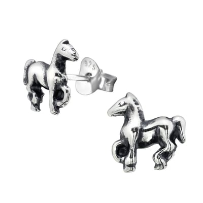 Montebello Oorbellen Horse - 925 Zilver Geoxideerd - Paard - 10x7mm