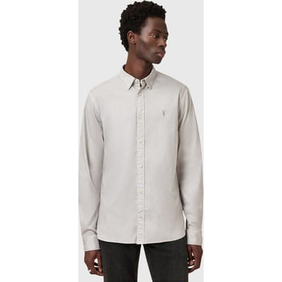 AllSaints Hawthorne Ls Shirt Cloudy Grey Taglia: XS | Camicie Business Outlet | Uomo | Grigio