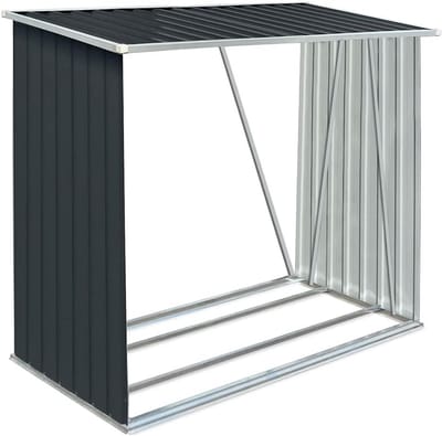 Buitenhaardhout Opslag Schuur 163x83x154 cm Gepoedercoat Staal Antraciet