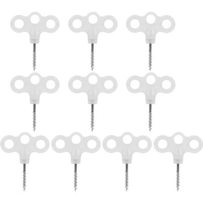 10 Pièces Lumineux Trois Yeux Piquets de Tente à Filetage Clous Camping Extérieur Vis à Planche Pointe Plastique white