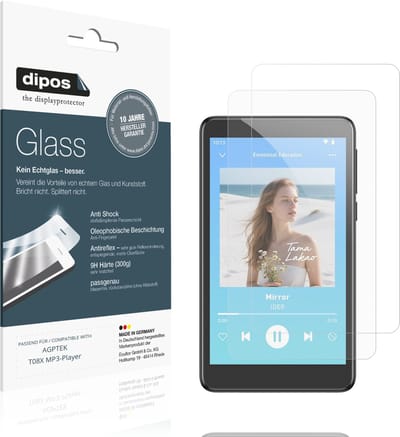 dipos – 2x Matte Pantserfolie geschikt voor AGPTEK T08X MP3-Player | 9H Screenprotector