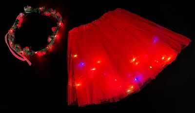 LED Rokje/Tutu en Tiara Mini Set - Rood