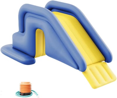 Opblaasbare Waterglijbaan - Speelcentrum - Zomerpret - Inclusief Voetpomp - 200 x 85 x 80 cm - Blauw Groen Geel