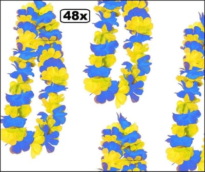 48x Hawaiislinger blauw/geel