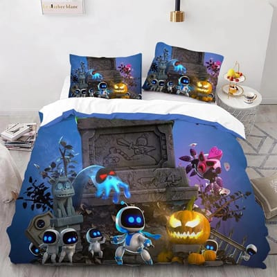 Astro Bot Schattige Cartoon Beddengoed Collectie Dekbed Collectie Eenpersoons Tweepersoons Bed King Size Bed Collectie Slaapkamer Jongens Volwassenen Dekbedovertrek Kussensloop 155X220cm-3pcs