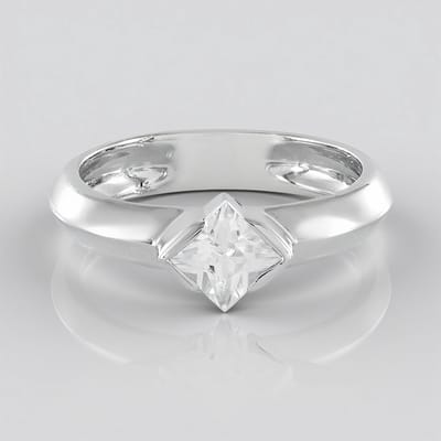 Cavill - Zilveren ring met prinses geslepen Zirkoon 0,875 ct - 925 Sterling Zilver geplatineerd - Elegant verstelbare ring - Dames sieraad