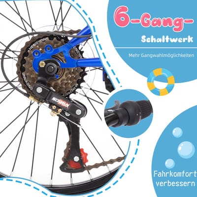 MODFU - Kinderfiets 20 Inch - V-Remmen - Verstelbaar Zadel - Voor School En Vrije Tijd - IJzer - Blauw