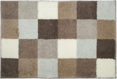 Casilin Badmat Antislip 60x90cm Blocks - Waterabsorberende Badkamermat - Wasbaar en Sneldrogend - Voor Douche en Bad - Hoogpolig - Acryl - Rechthoek - Bruin, Beige