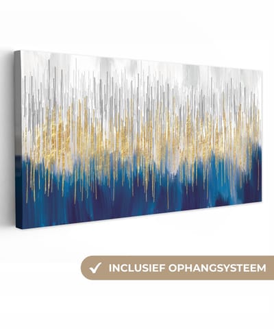 Canvas schilderij 40x20 cm - Wanddecoratie Olieverf - Abstract - Schilderij - Verf - Muurdecoratie woonkamer - Slaapkamer decoratie - Kamer accessoires - Schilderijen op canvas