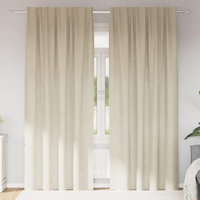 vidaXL - Blackout - Gordijnen - met - Top - Tape - 2 - stuks - Crème - Velours