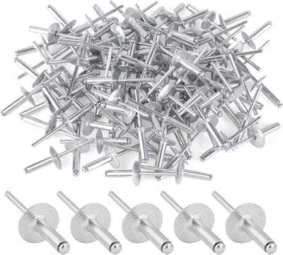 Aluminium blindklinknagels met grote kop flens popklinknagels 48 x 20 mm (16 mm kop)| 100 stuks | Voor auto's, meubels en mechanische uitrusting