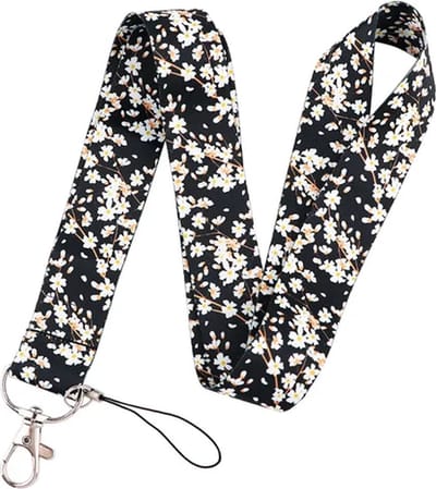 Travel Cords - Keycord Madeliefjes - stevig lanyard - sleutelhanger - sleutelkoord - met telefoonkoord - sleutels
