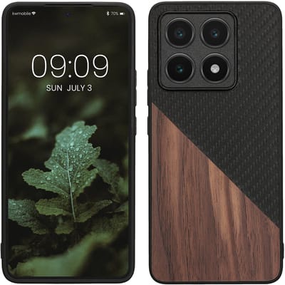 kwmobile hoesje geschikt voor Xiaomi 14T - Backcover in donkerbruin / zwart -Smartphonehoesje - design