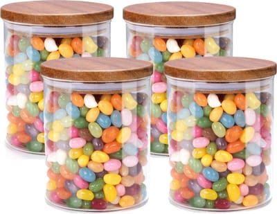 Alpina Voorraadpot/bewaarpot Foodking - 3x - borosilicaat glas - 600 ml - glas/hout - luchtdicht