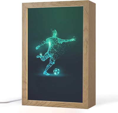 Nachtlampje 20x30 cm - Kinder lampje - Voetballer - Trap - Blauw - Digitaal - Tafellamp kinderkamer - Slaapkamer lamp - Bedlamp kinderen - Kinderlampje stopcontact - Wandlamp babykamer - Nachtlampjes