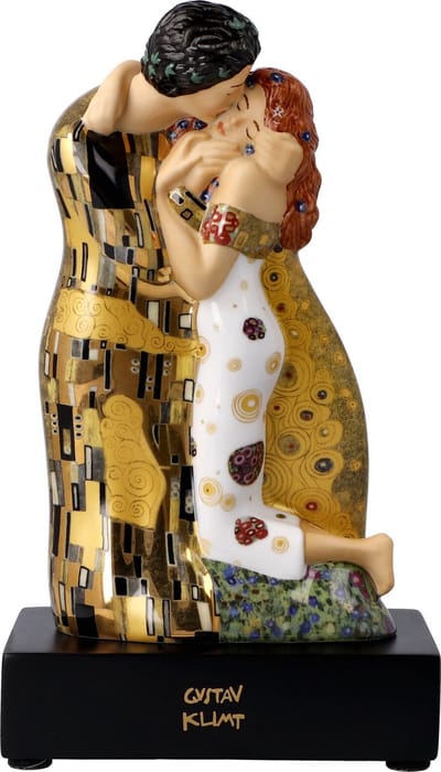 Goebel - Gustav Klimt | Decoratief beeld / figuur De Kus | Porselein - 18cm - met echt goud