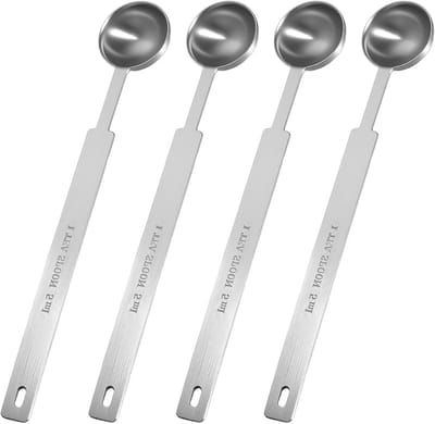 Thijox - 5ml Maatlepels Roestvrij Staal, Theelepelschep, Keuken Maatlepel Set voor Bakken, Koken, Camping, Feest, Duurzaam, RVS, 4 Stuks