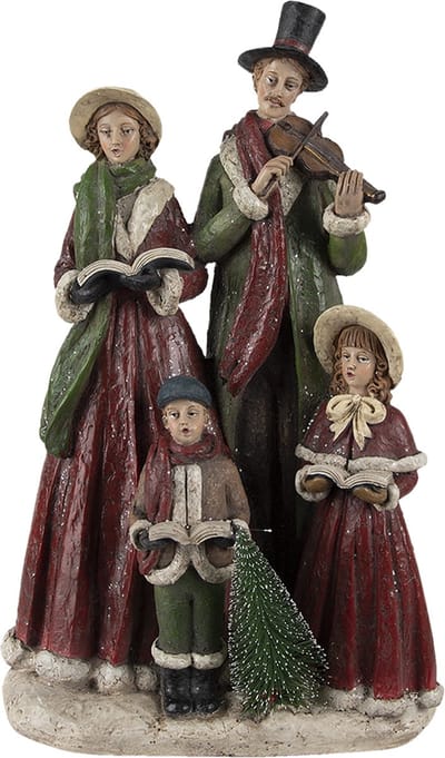 Clayre & Eef Beeld 22x13x37 cm Rood Kunststof Kerstdecoratie beeld decoratie Decoratieve Accessoires