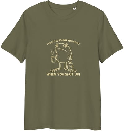 T-Shirt met Boze Kikker en Humor - Grappig Cadeau voor Collega of Vriend - Dames Heren - Khaki Groen - S