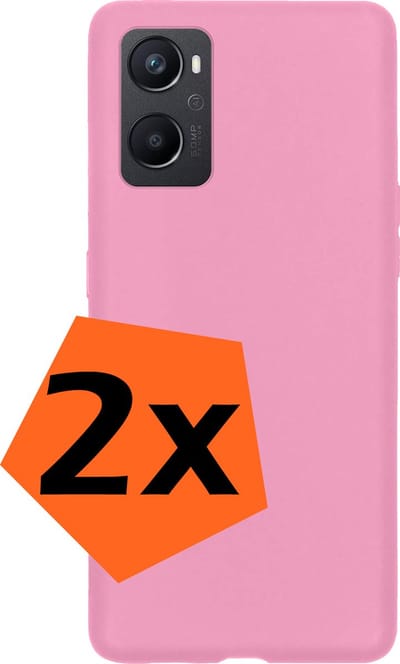 Hoes - 2 Stuks - Geschikt voor OPPO A76 - Sterk & Shockproof - Case Siliconen - Back Cover - Telefoon Hoes - Lichtroze