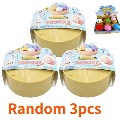 Boules anti-stress colorées en forme de raviolis Jouets sensoriels Fidget Nourriture simulation Squishies Bun avec cuiseur vapeur Boule de pâte à presser Cadeaux de haute qualité