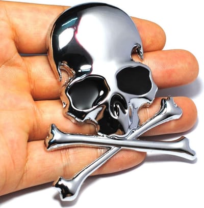 MerkIoos Skull Car Sticker - 3D Doodshoofd Decoratie - Metallic - 8,5 x 6 cm