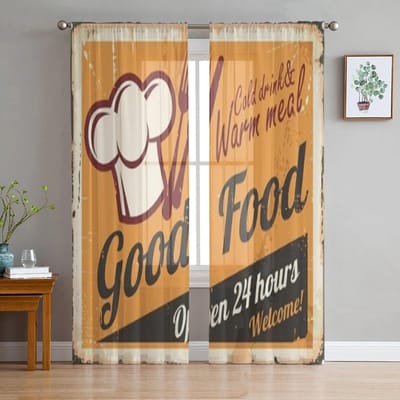 Restaurantbordontwerp Transparant gordijn voor woonkamer slaapkamer Voile gordijnen voor raam Organza gordijnen Feest Tule draperieën 135W x 114H(cm) beige