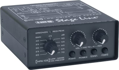 IMG STAGELINE MPA-102 1-kanaal MicAmp +24v/SterLine I/O Low/Hi Cut - Studio preamps