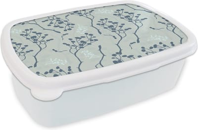 Broodtrommel Wit - Lunchbox - Brooddoos - Patronen - Tuin - Takken - 18x12x6 cm - Volwassenen
