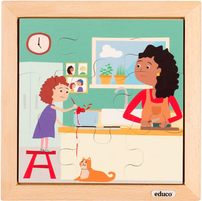 Peuter puzzel 9 stukjes - In de keuken - Educo - Educatief speelgoed