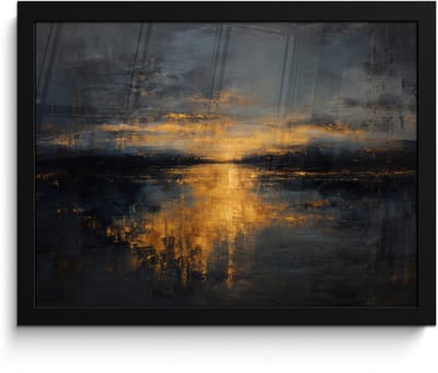 Poster in lijst - Fotolijst 40x30 cm - Posters - Gouden Reflectie op Water - Posterlijst zwart - Decoratie - Wanddecoratie woonkamer - Muurdecoratie slaapkamer