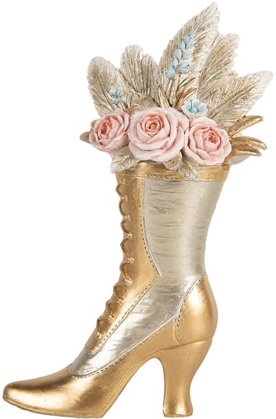 Clayre & Eef Decoratie Beeld Schoen 14x7x22 cm Goudkleurig Kunststof