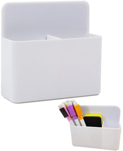 Dailygoods- Whiteboard-marker magnetisch - Bureau organizer - 4 vakken - Robuust ABS - Tot 12 pennen - Sterke magneetvoet - Pennenhouder