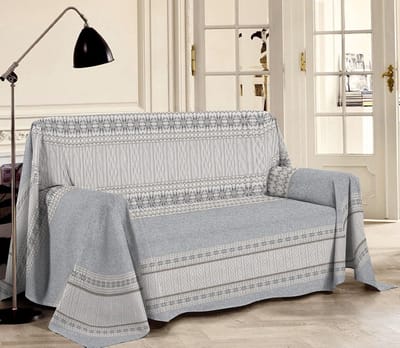 Multifunctionele Katoenen Sprei met Gebreide Look voor Bank en Tweepersoonsbed - Gemaakt in Italië