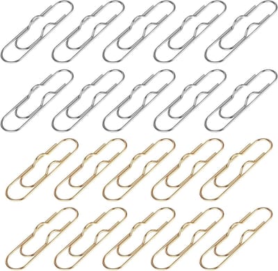 Metalen penklemmen - Multifunctionele paperclip penhouder voor notitieboek en dagboek - Set van 20 - Draagbaar en handig - Zilver en goud - Geschikt voor boeken - Grote jumbo paperclips.